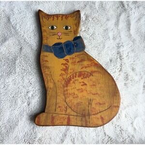 Wolf Creek Wall Art Beaman‎ Iowa Orange Cat Wood Vintage 1984 Folk Art Signed